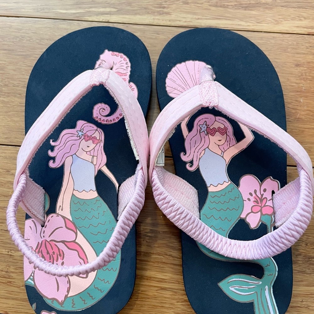 Kids Pink Mermaid Flip Flops